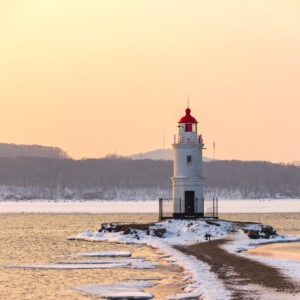 Russia,Tokarevsky,Lighthouse,At,The,Tip,Of,The,Egersheld,Peninsula,In